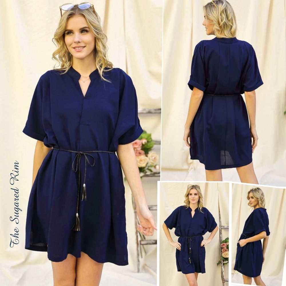 DOLMAN SLEEVE COLLARED DRESS AND BELT 🔥